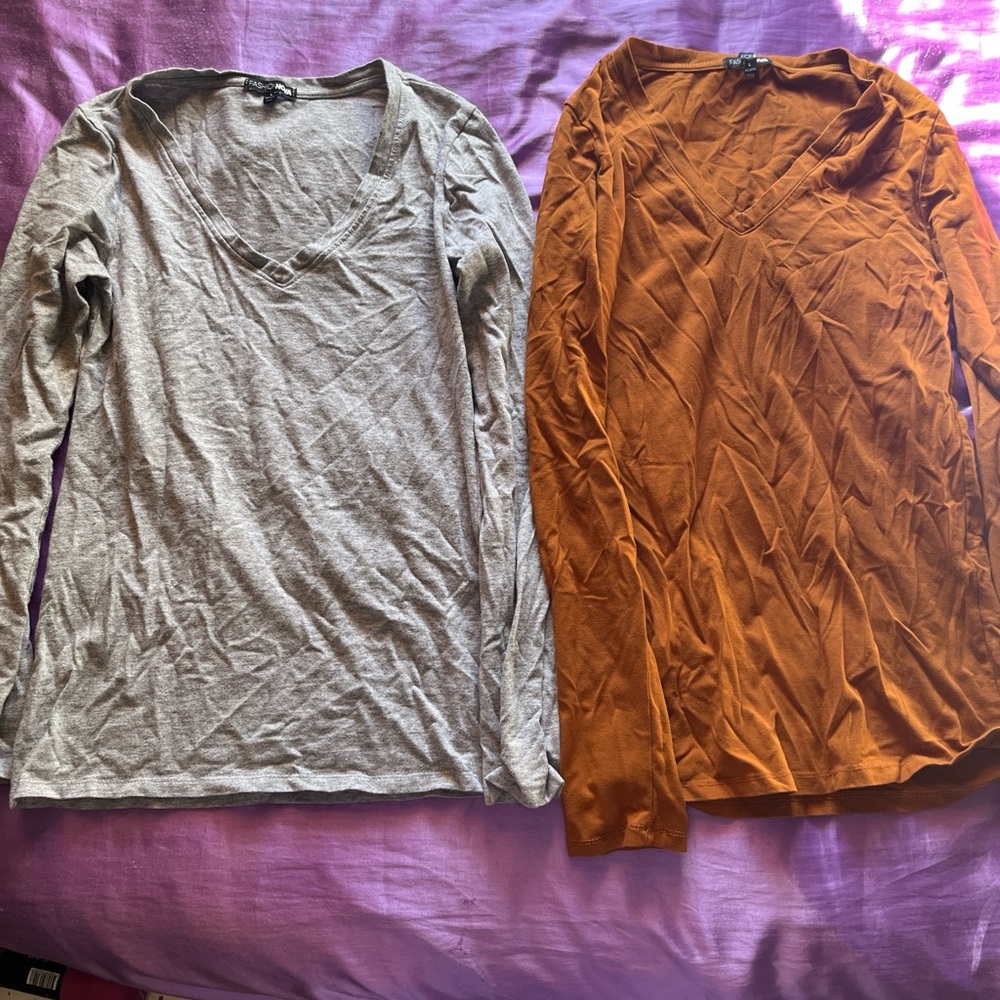 Two fashion nova long sleeve cotton shirts